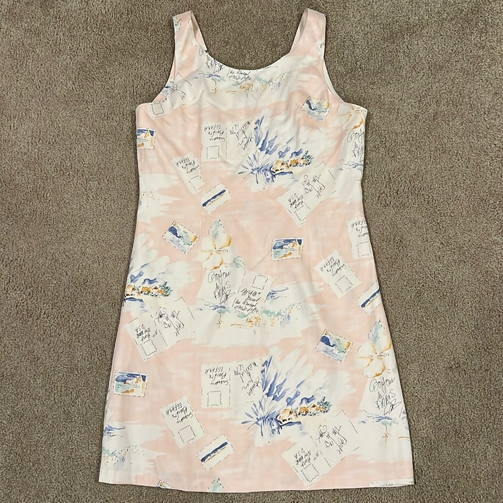 Vintage Pineapple Moon Silk  lined dress. Size Medium